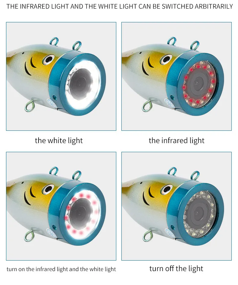 WF01B 1200TVL  Underwater Waterproof Camera Wide Angle WiFi fishing Cam with Accessories Kit 12IR + 12 white LED night vision