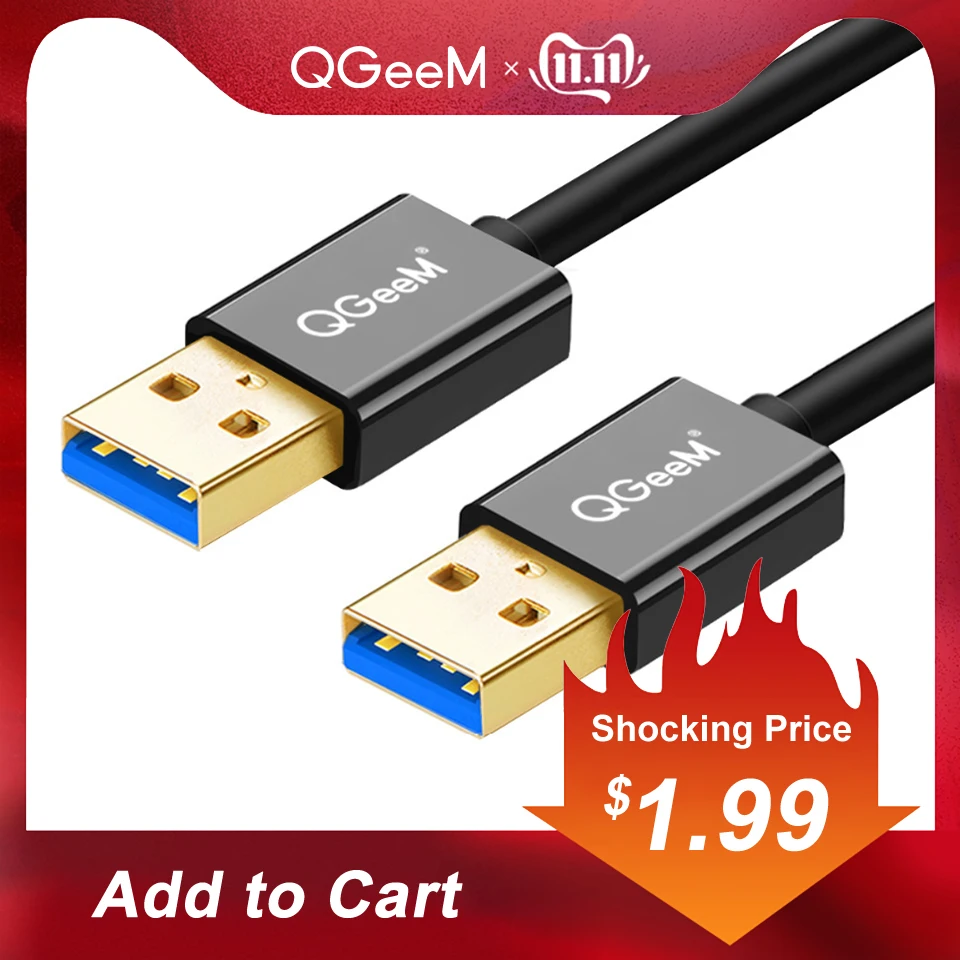 QGeeM USB 3,0 кабель супер скорость USB 3,0 Мужской к usb-вилке удлинитель для радиатора жесткий диск USB 3,0 кабель Extender