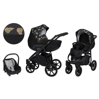 

Stroller bebe 3 piece Master black chassis, chair walkabout, carrycot, babasling de cche
