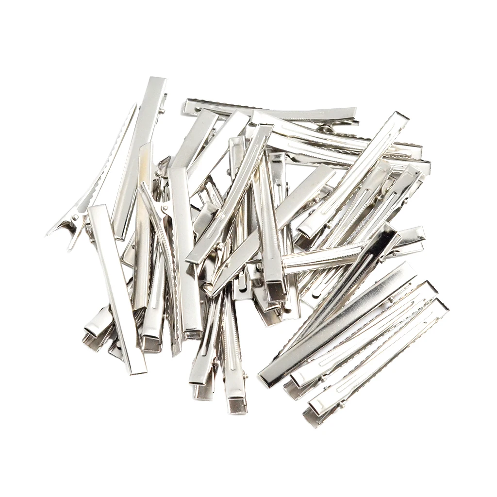 30 Pieces 7.6CM Silver Iron Alligator Teeth Prongs Clips Hair Pins Hair Bows