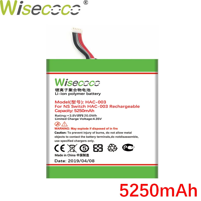 Wisecoco hac-003 5250 мАч батарея для пульта переключателя kingd Nitendo 3,7 последние продукты высокое качество батареи