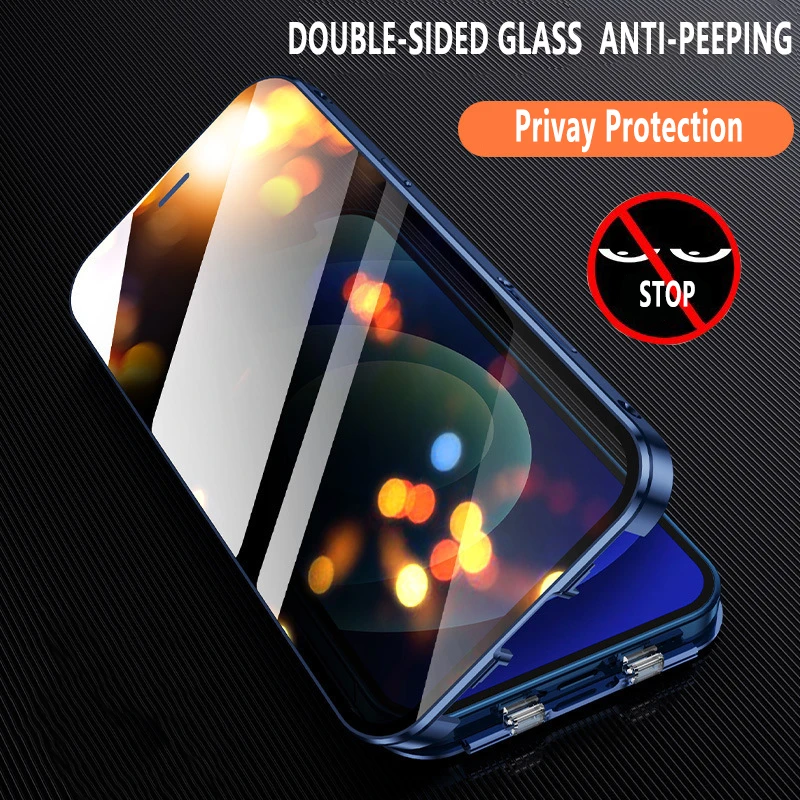 Anti Peep Magnetic Phone Case For iPhone 13 12 Mini 11 Pro XS Max SE2 XR X 8 7 6S Plus Double Glass Metal Privacy Protect Cover iphone 13 clear case iPhone 13