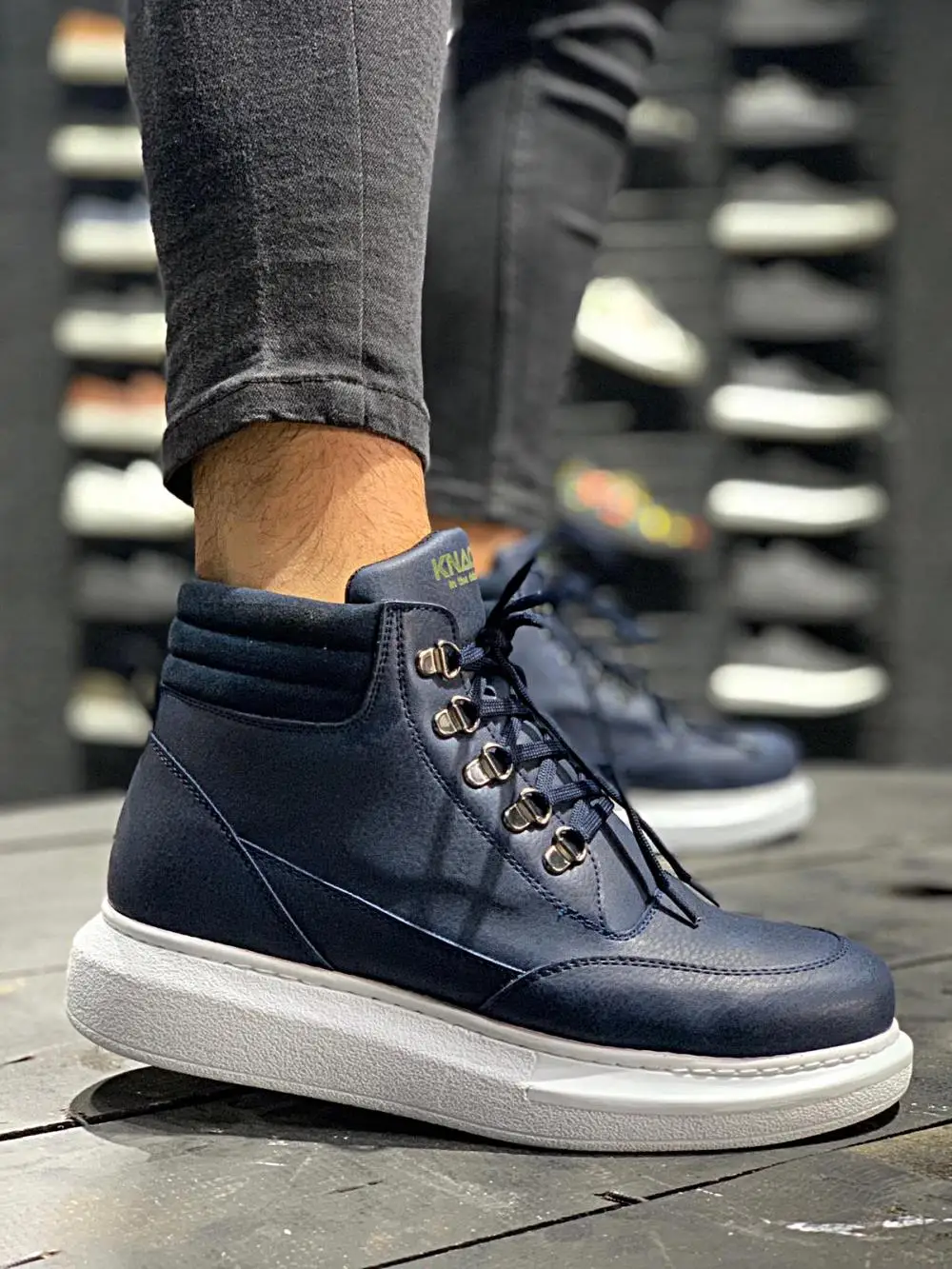 Men's Navy Blue High Sole Sneaker Sports Boots| | - AliExpress