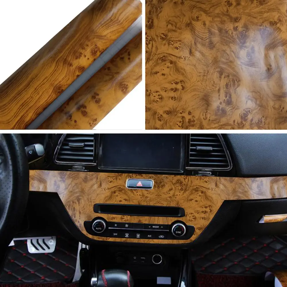 Car Gear Panel Inner frame Stickers Glossy Wood Grain Texture Auto