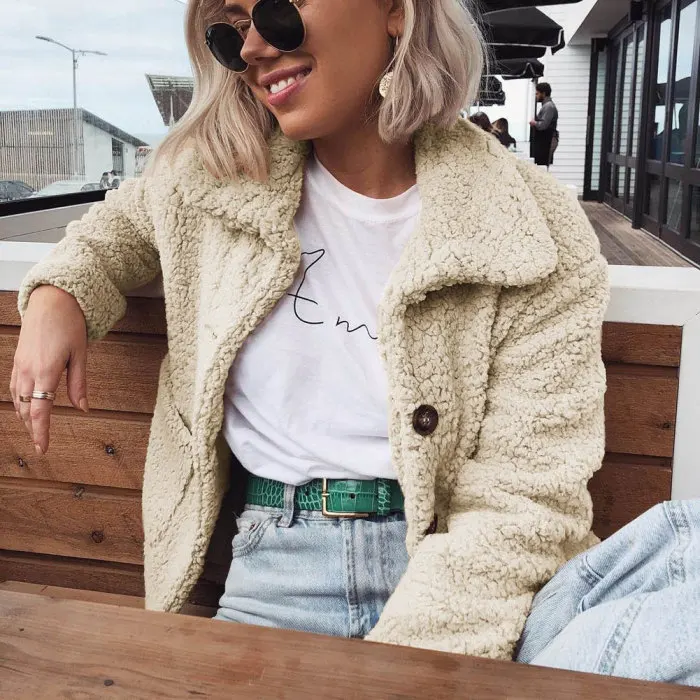Chaquetas mujer женский флисовый кардиган, теплая куртка, курка, женский топ с лацканами, длинный рукав, одноцветная куртка на пуговицах