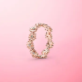 

2020 Hot Sale 925 Sterling Silver Sparkling Daisy Flower Crown Finger Ring For Women Girl Original Brand Jewelry Fine Gift