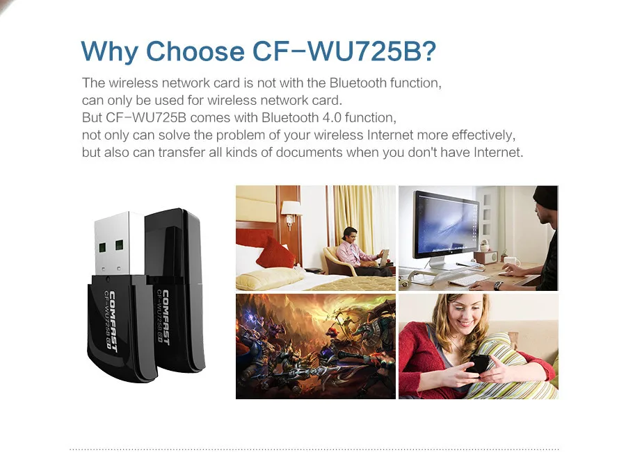 Comfast-WU725B Bluetooth 4,0 150 Мбит/с USB Wi-Fi адаптер LAN wifi сетевая карта Поддержка Window2000/XP/Vista/WIN7