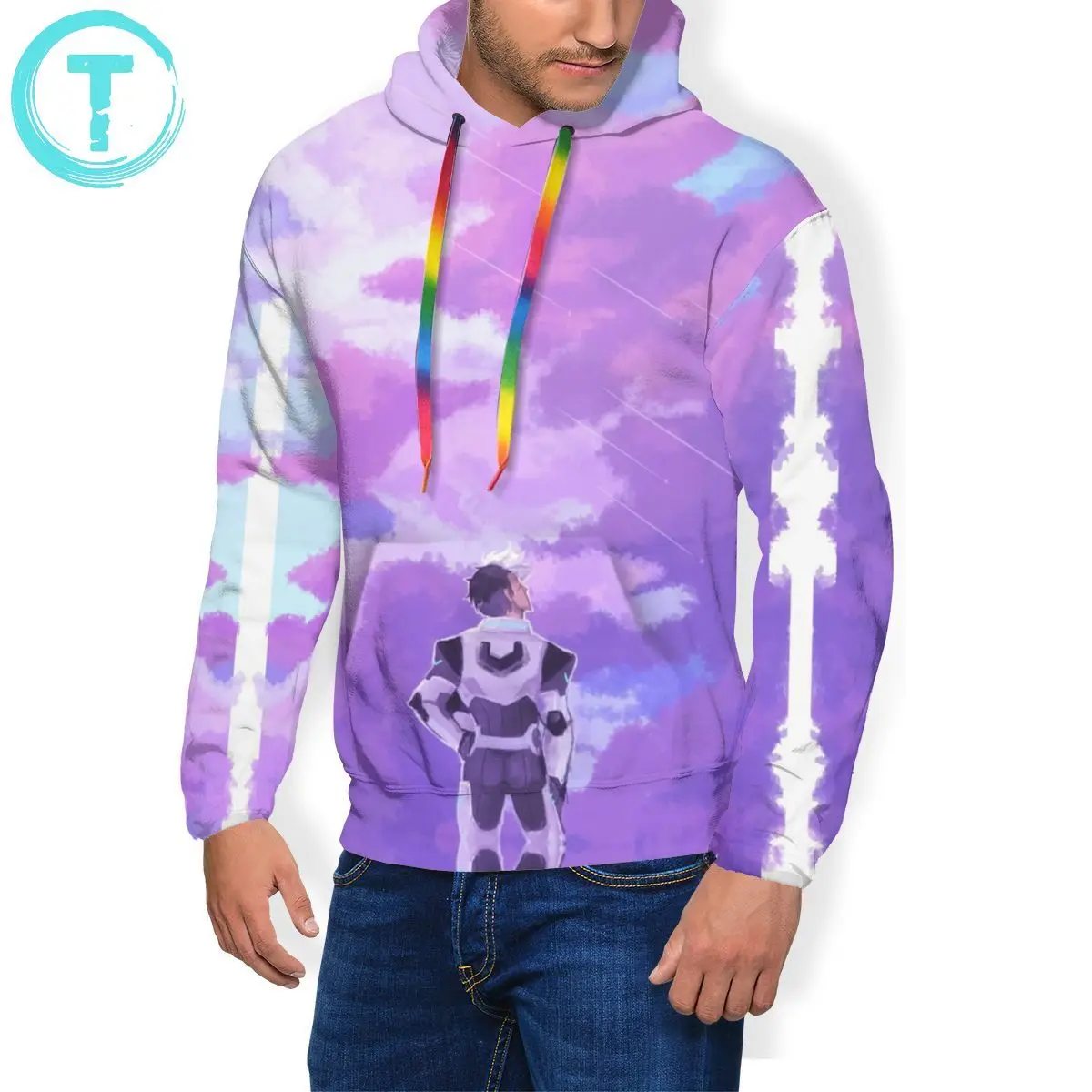 Толстовка Voltron с капюшоном со звездами мужской серый пуловер худи уличные модные