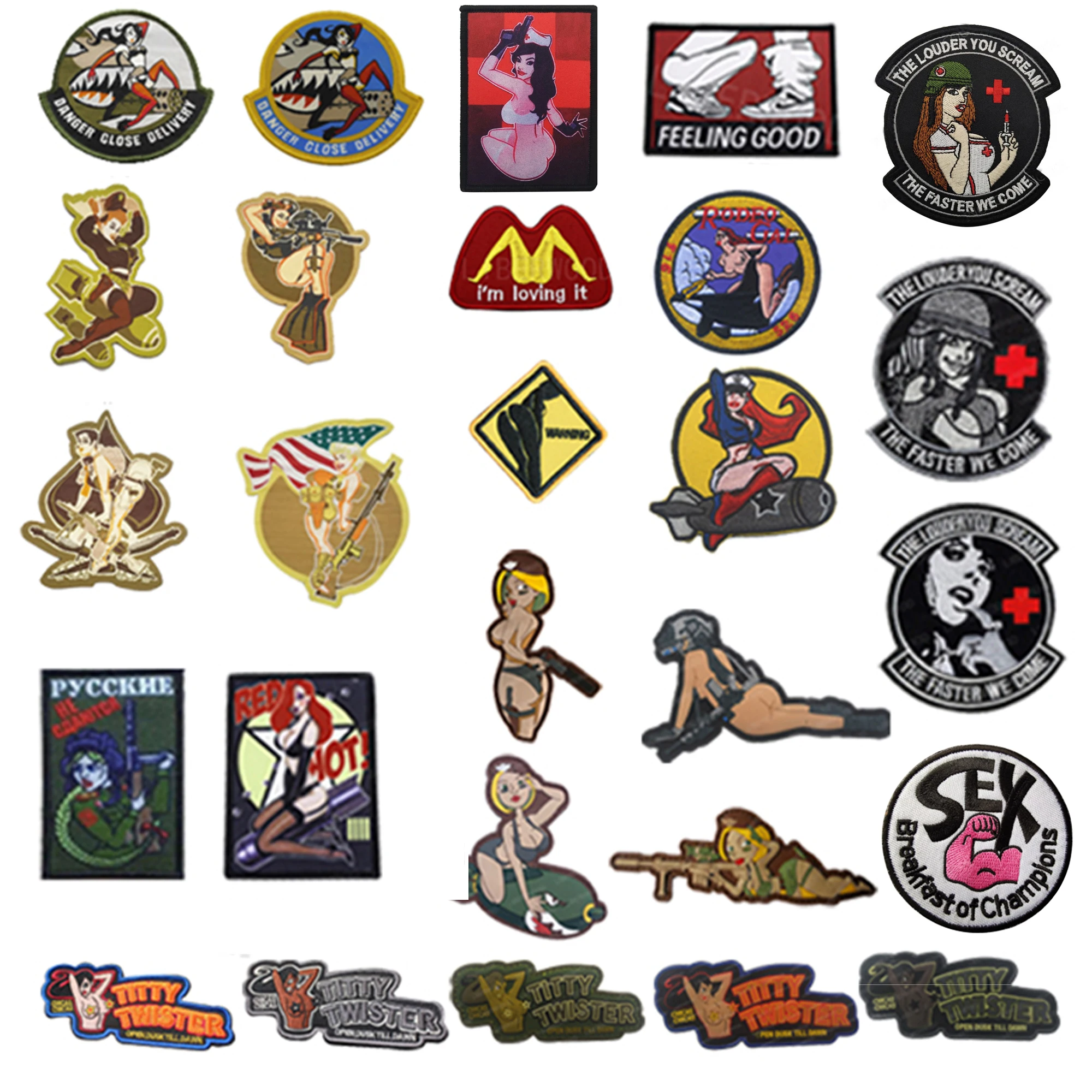 Fly Bomb Patch Sexy Pinup Girl Tity Twister Loving It Tactical Military Combat Emblem Applique Medical Cross Badge Patch