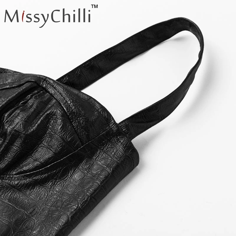 MissyChilli pu кожаный костюм из двух частей комбинезон женский черный сексуальный короткий комбинезон женский ремень bodycon комбинезон осень
