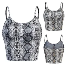 Женский топ без рукавов с О-образным вырезом, сексуальный топ на пуговицах со змеиным принтом, жилет на бретельках, топ на бретельках, Harajuku размера плюс, укороченный женский жилет FA