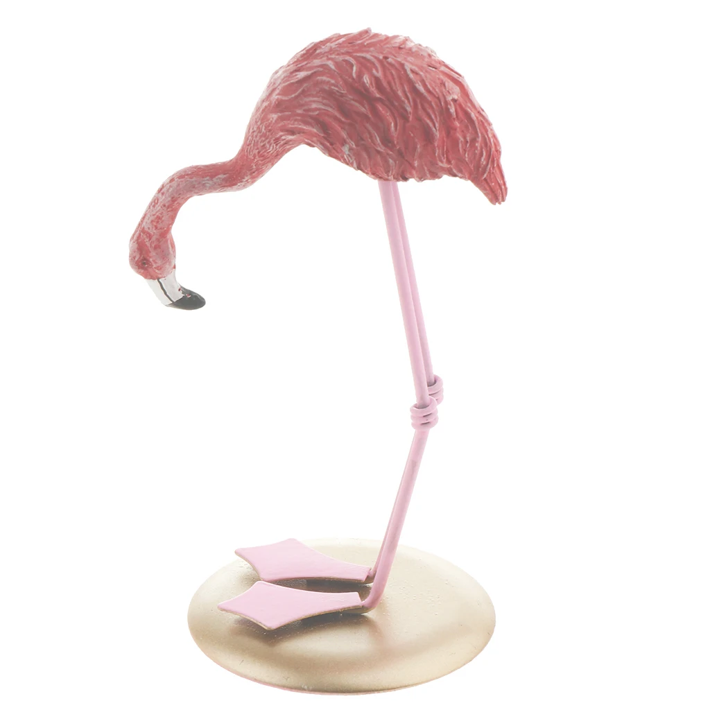 Pink Standing Flamingo Birds Statue Collectiable Figurines Garden Ornament for Lawn Patio Pond Grassland