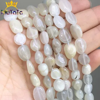 

7-10mm Natural Irregular Gem White Moonstone Beads Round Loose Spacer Stone Bead For Jewelry Making DIY Accessories Bracelet 15"