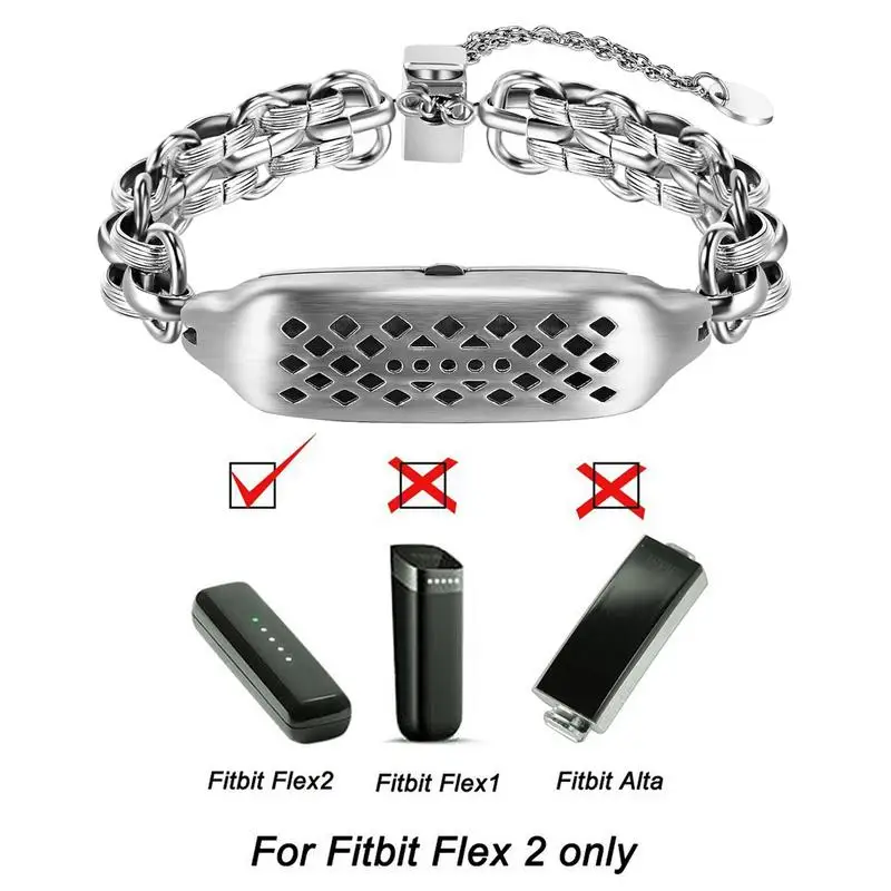 Ювелирные часы ремешок+ Корпус для Fitbit Flex 2 для женщин из нержавеющей стали ремешок для наручных часов металлический браслет-цепочка серебро розовое золото