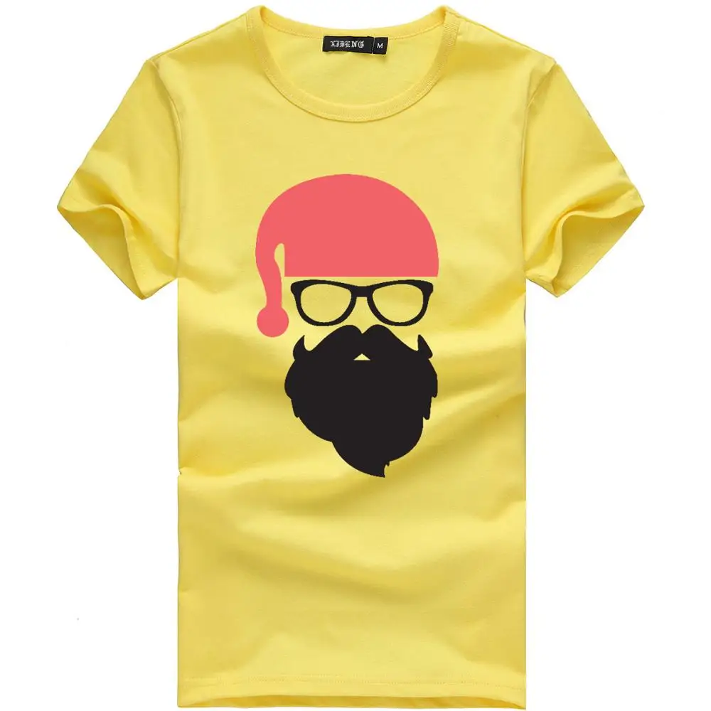 Yellow Горячее предложение! Распродажа! Новинка, летняя мужская футболка Дед Мороз Санта, Рождественская Праздничная забавная футболка на заказ, Мужская футболка с коротким рукавом, мужские футболки - Цвет: Yellow