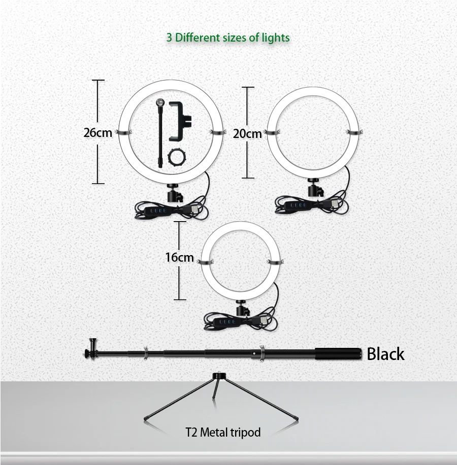 26/10 дюймов селфи кольцо светильник комплект с зажимом для телефона настольная подставка для макияжа Красота, видео Запись Desttop светильник ing, светодиодный кольцевая лампа