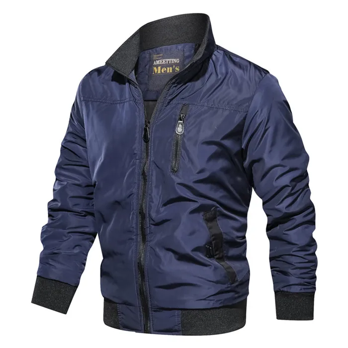 Мужская куртка-бомбер зимняя Военная мотоциклетная летная куртка повседневная пилот ВВС летные куртки бейсбольная форма брендовая одежда - Цвет: 9032 Blue
