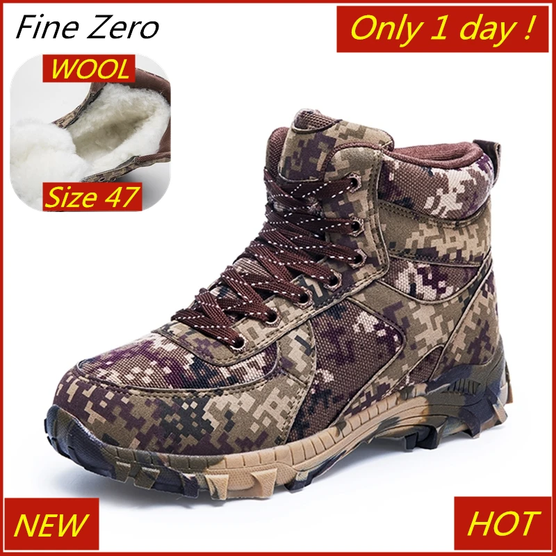 Мужская зимняя обувь из натуральной шерсти; теплые водонепроницаемые уличные кроссовки; зимние ботинки ручной работы; мужские военные ботинки высокого качества