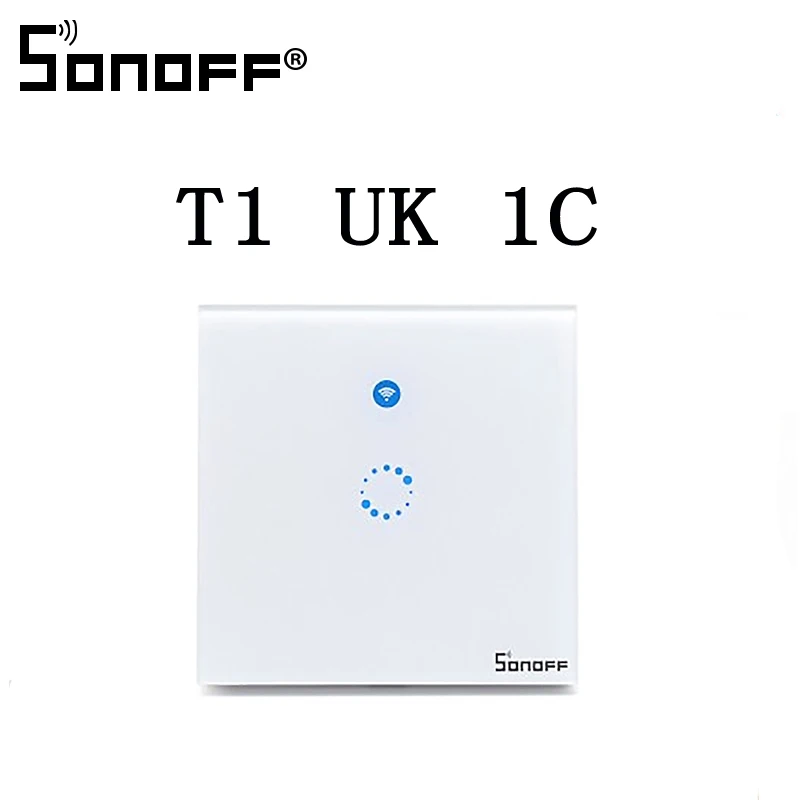 T1 UK 1 gang Интеллектуальный выключатель света Sonoff TX T2/T3 EU/UK Smart WiFi RF 433/приложение/сенсорное управление настенный выключатель света 1/2/3 Gang 86 Тип настенный сенсорный переключатель умный дом пульт дистанционного управления - Комплект: T1 UK 1 gang