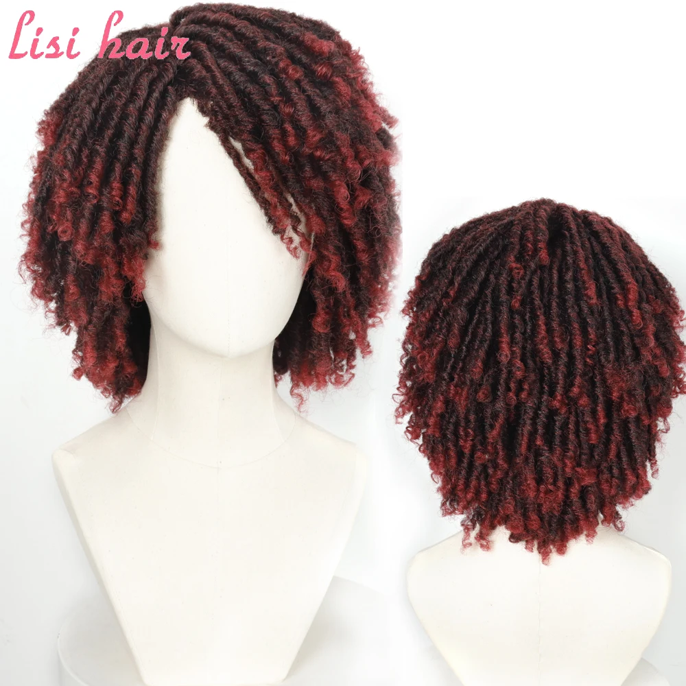 

LISIHAIR Dreadlock Crochet Twist Hair Wig Short Bouncy Curly Synthetic Wigs For Women Soul Locs Braid Wigs Cosplay