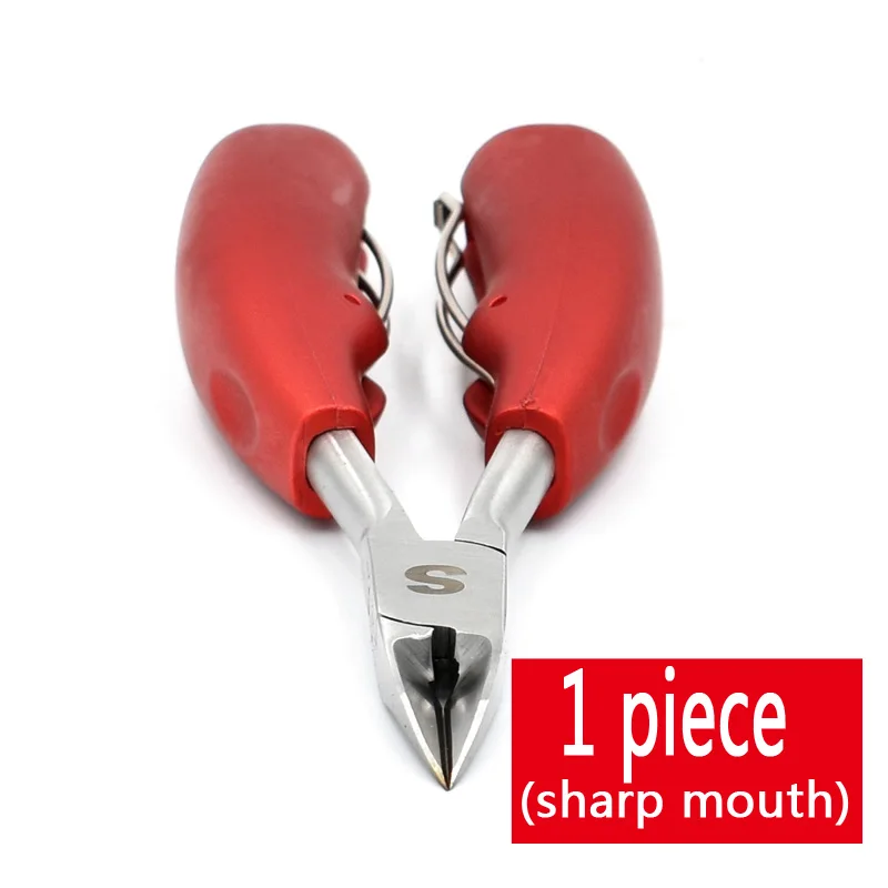 sharp mouth(1 piece) Профессиональные красные кусачки для ногтей для вросших толстых ногтей, набор кусачек для маникюра и педикюра, кусачки для кутикулы - Цвет: sharp mouth(1 piece)