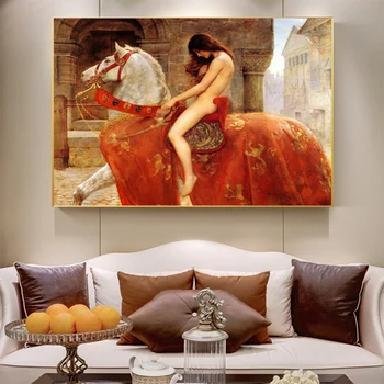 

Lady Godiva by John Collie Nude Woman Canvas Painting Posters and Prints Scandinavian Wall Pop Art Picture for living Room Decor