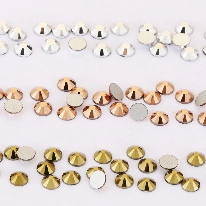 Gold Rhinestones Cabochons Glass Stones For Crafts Rose Loose Nail Crystals  Art Decoration For Dress Needlework