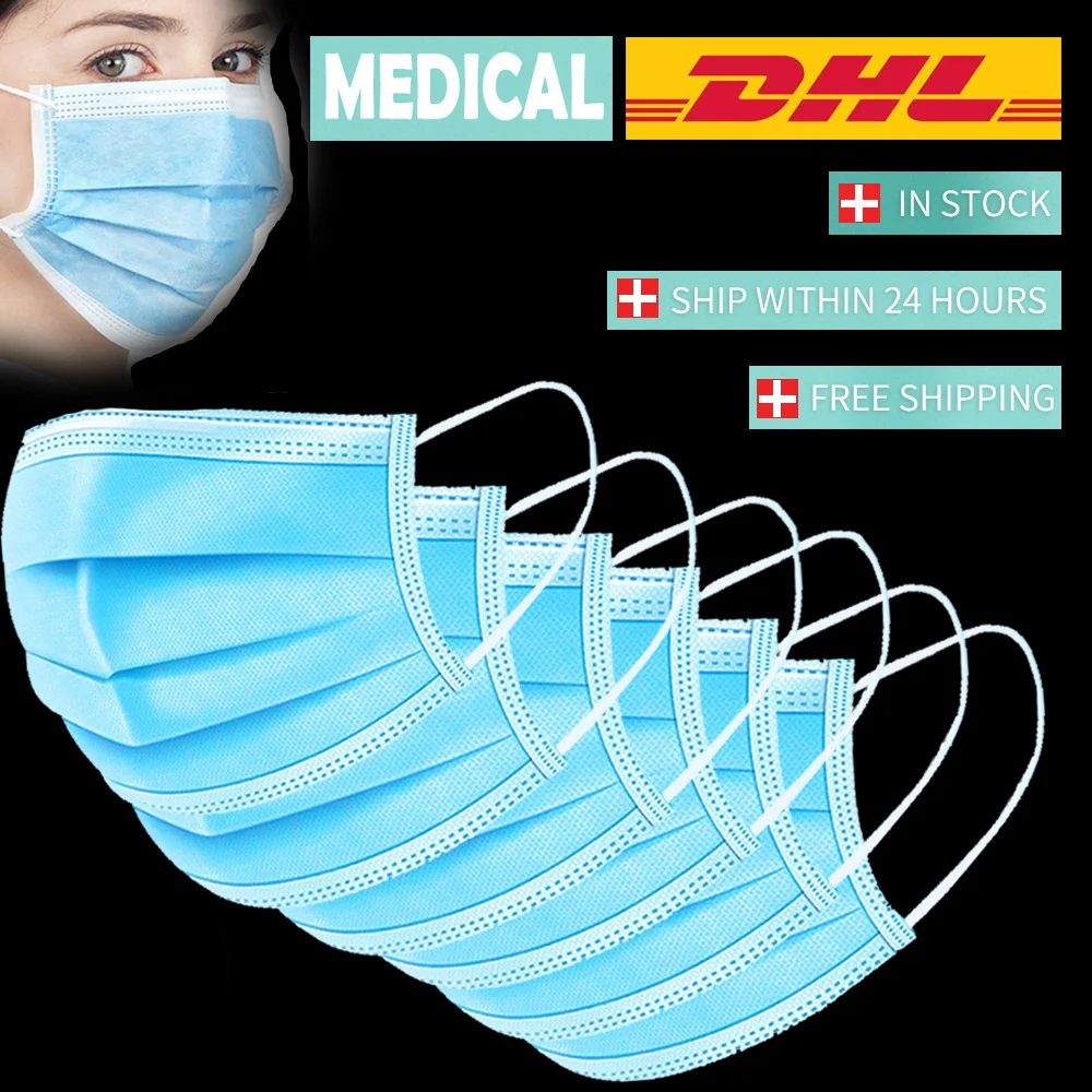 

Medical facemask DHL fast shipping 3 Layer Surgical dust protection Masks DisposableDust Filter Safety Anti-Virus Mask