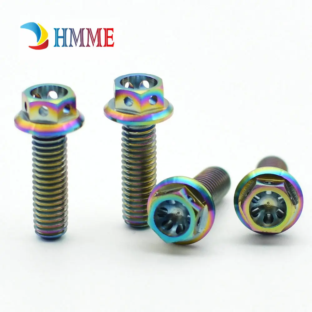 Ti Болт M8 x15-50mm DIY MTB Титан болты Ti Золото многоцветный полые Фланцевая головка наружный шестигранник Ti винты Ti Застежка