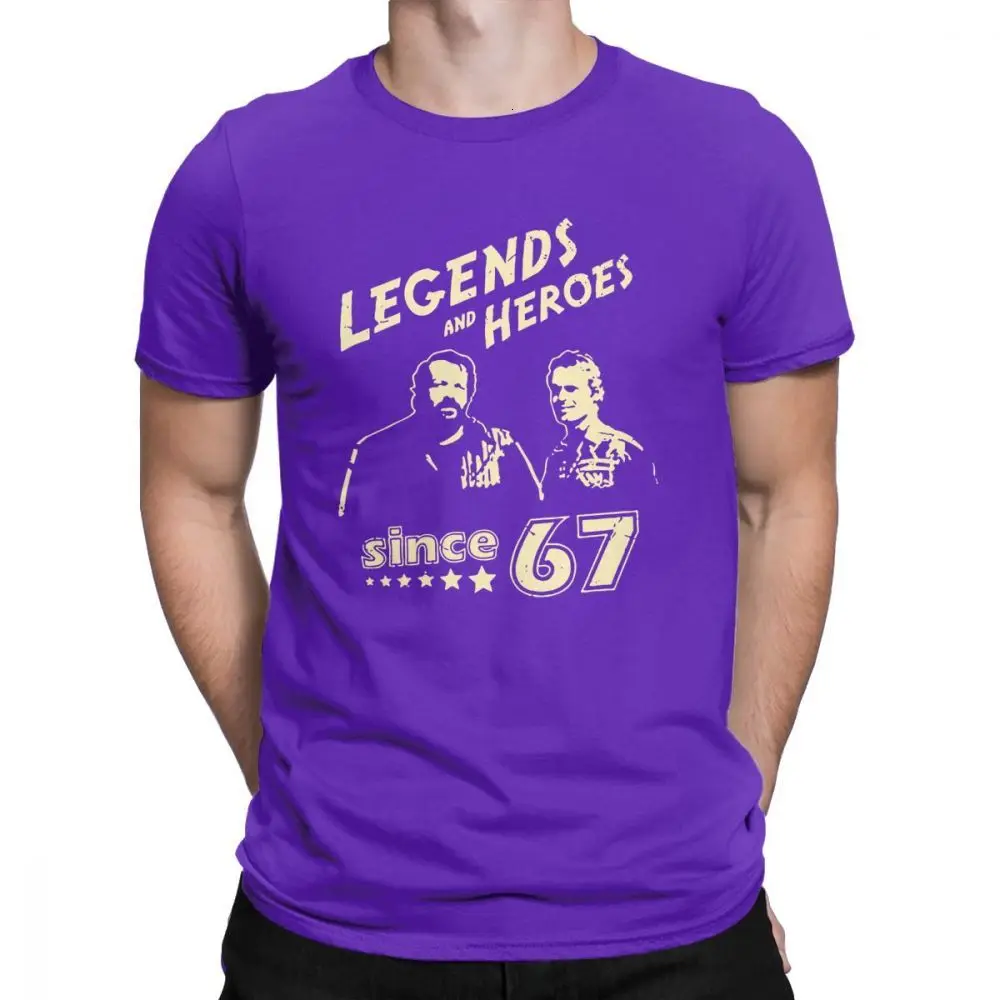 One yona/мужские футболки Bud Spencer Legends And Hero Since 67, новые топы с круглым вырезом и коротким рукавом, хлопковые футболки, идея подарка - Цвет: Purple