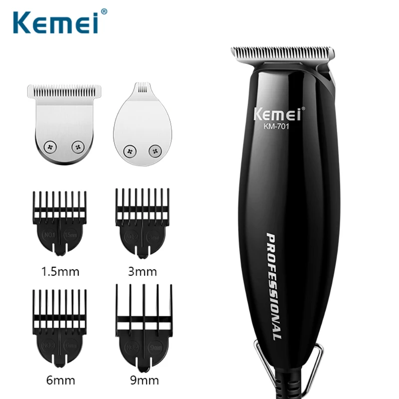 Kemei электрический триммер для волос Проводная бытовая машинка для стрижки волос мини ручная барберлимит Combscarbon стальное лезвие машинка для стрижки волос F30 - Цвет: black-no box