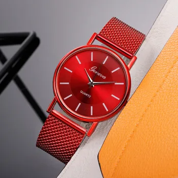 럭셔리 여성 시계 레저 스트랩 쿼츠 시계, 여성용 하이 엔드 블루 글래스 라이프 방수, 독특한 Relogio Masculino