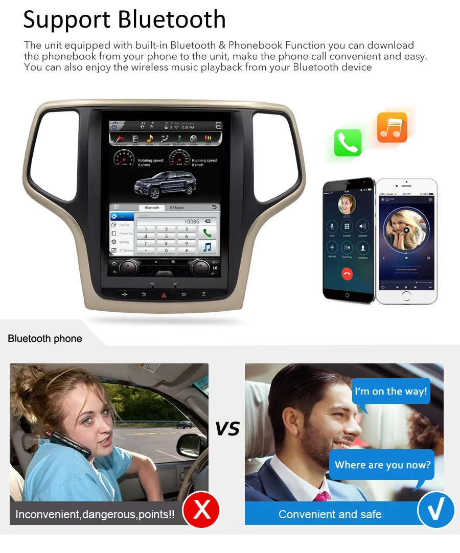 Perfect 10.4" Vertical Screen Android 7.1 Car Radio For Jeep Grand Cherokee 2013-2016 Auto Audio GPS Navigation Multimedia Player Stereo 4