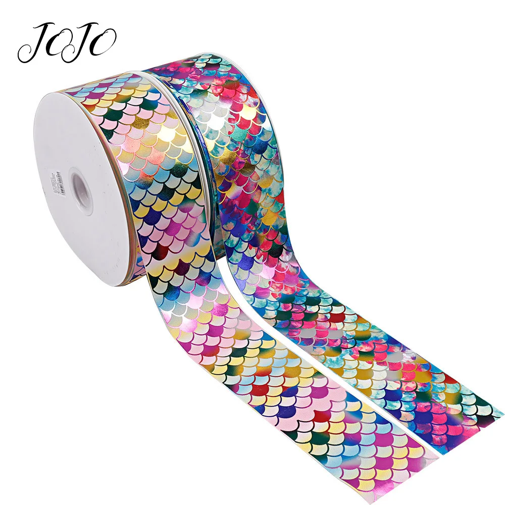 

JOJO BOWS 75mm 2y Grosgrain Ribbon Bronzing Mermaid Festival Party Home Decoration Apparel Sewing Material DIY Hair Bow Supplies