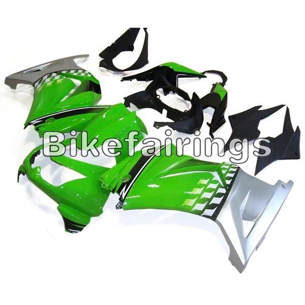 Инъекции Полный обтекатели для Кавасаки EX250R ниндзя 250 2008 2009 2010 2011 2012 ABS Электронный атомайзер зеленого цвета с серебряной понижает