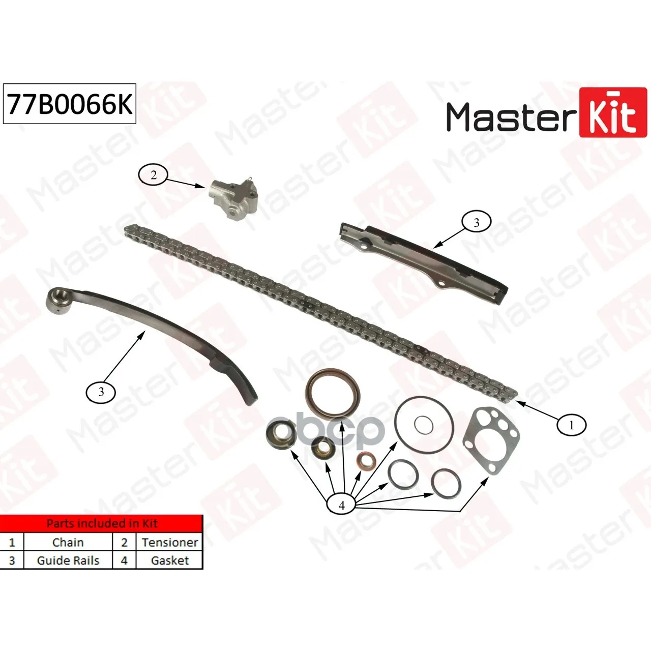 Комплект Цепи Грм Ford Maverick 2.4 I 93-98 Nissan Terrano Ii 2.4 4wd/2.4 I 12v 4wd 92-(Без Звездочек) MasterKit арт. 77B0066K