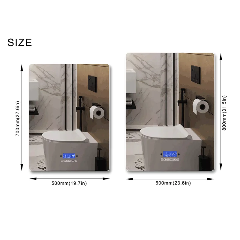 Vertical Rectangular Dimmable LED Smart Wall Mounted With Body Induction,Anti-Fog,Bluetooth,Backlit Light Bathroom Vanity Mirror