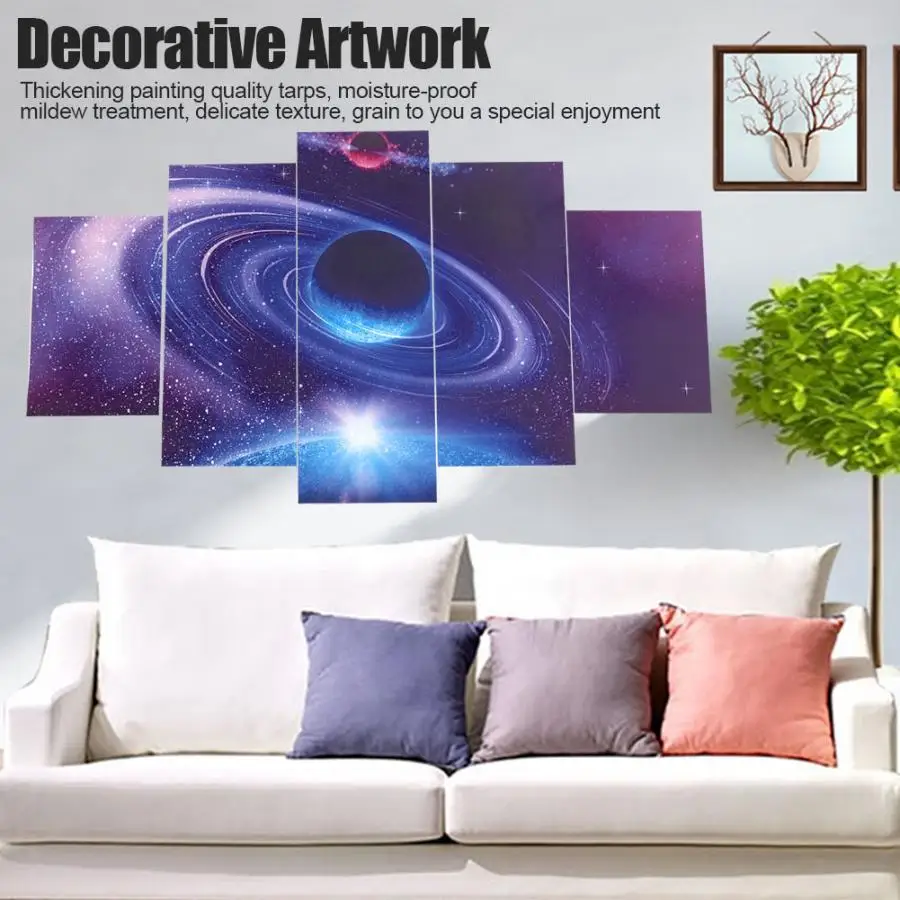 

5 PCS Wall Decorative Paintings Space Universe Artwork Stitching Picture Painting No Frame