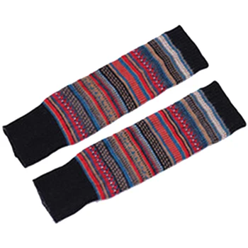 

1 Pair Crochet Lengthen Boot Contrast Color Fine Knitted Adult Women Leg Warmer Ladies Foot Thickened Knee High Winter Autumn