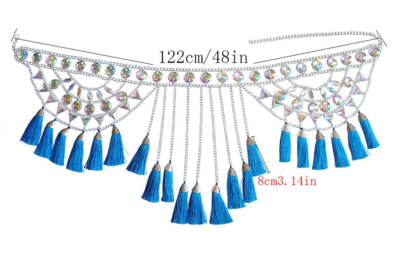 Шикарные драгоценные камни синие женские юбки с кисточками цепь с металлическими звеньями открытая Лоскутная Сексуальная облегающая мини-юбка Пляжная музыка фестиваль Мода