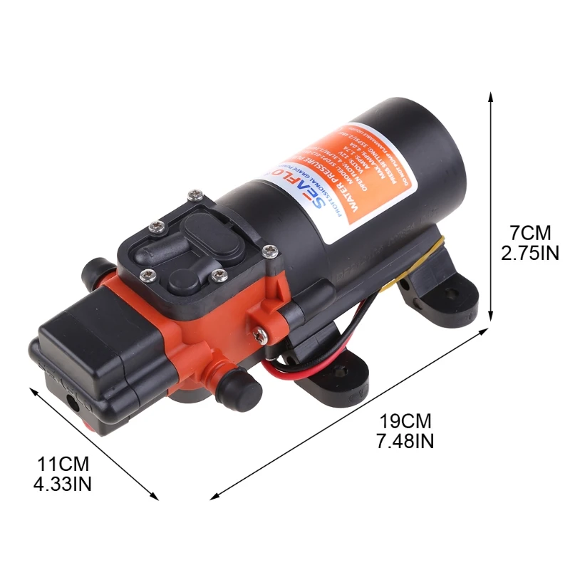Marine 12V DC Electric Fresh Water Pressure Pump Diaphragm Pump Self-priming Spray 35 PSI Capable of Being Run Dry