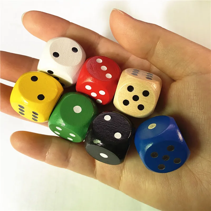 10pcs/set 20mm Wooden Point Cubes Round Corner Dice Set 6 Sided Colorful Point Dice Board Game Accessory