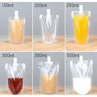 100 Pack, Stand-up Plastic Drink Packaging Bag Spout Pouch for Beverage Liquid Juice Milk Coffee 1