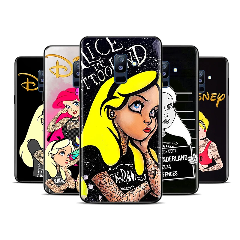 Черный чехол для телефона в стиле панк Принцессы Диснея Samsung Galaxy A9 A8 Star A8S A7 A6 A6S A5 A3