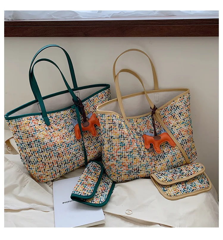large bag women contrast color One Shoulder bag Messenger Bag Tote bag for women trend women leather handbags