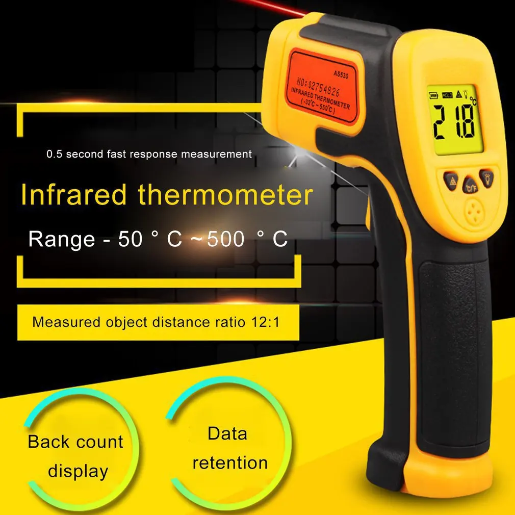 

Non-Contact Handheld Infrared Temperature Gun Industrial Measuring Water/Oil Food Kitchen Electronic High Thermometer