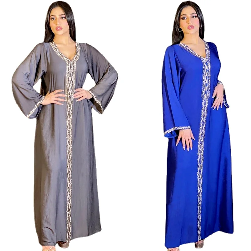 Dicht Vegen Plasticiteit Eid Mode Nida Moslim Jurk Dubai Abaya Jalabiya Voor Vrouwen Lint Strass  Hijab Jurken Marokkaanse Kaftan Islam Party Kleding|Islamitische Kleding| -  AliExpress
