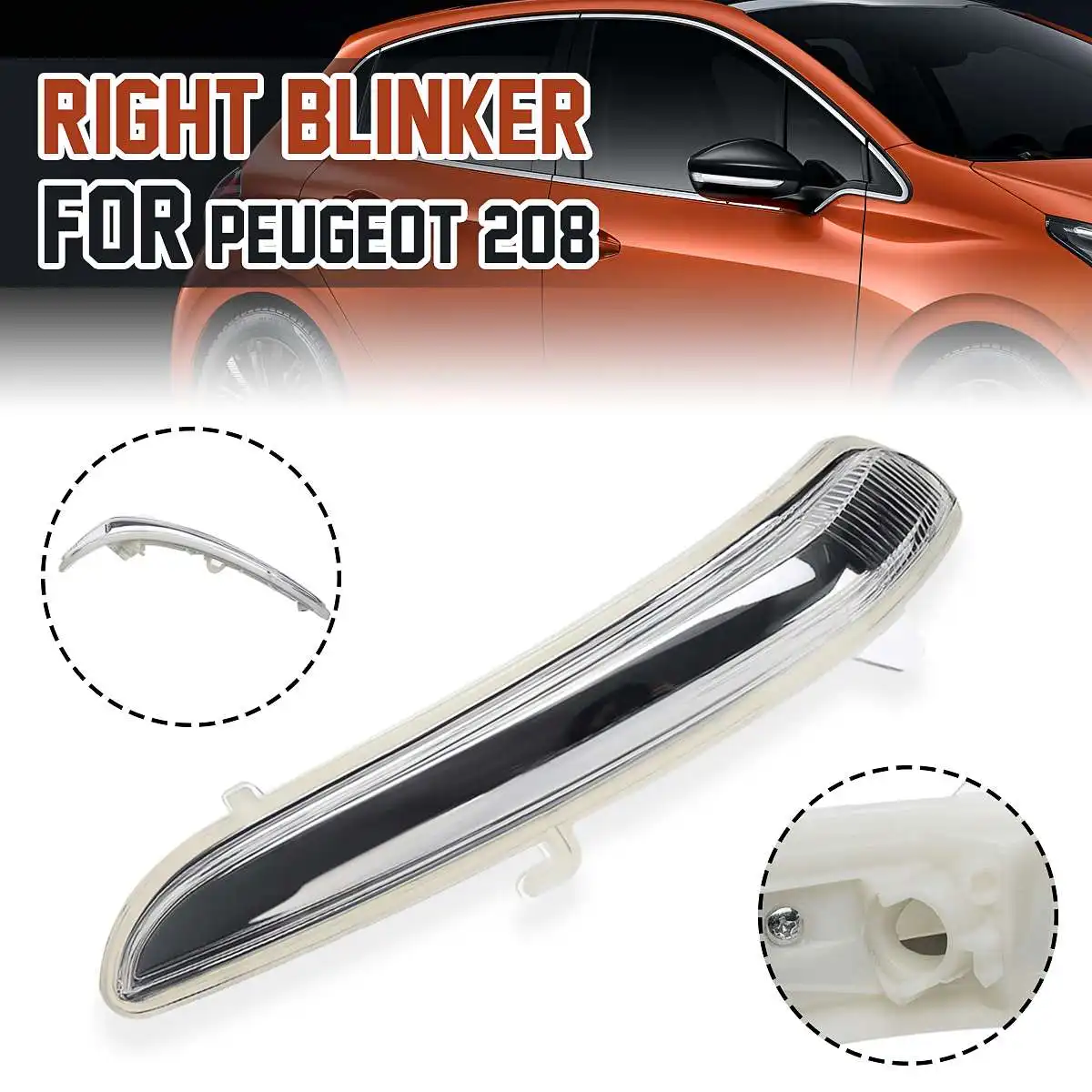 

Wing Door Mirror Indicator Clear Right Driver Side O/S For Peugeot 208 2008 2012-2017 1607512680