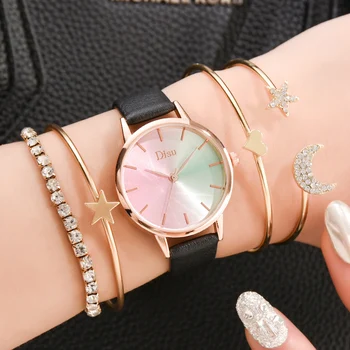 

Fashion Quartz Watch Women Round Dial PU Leather Band Watch for Girls H9