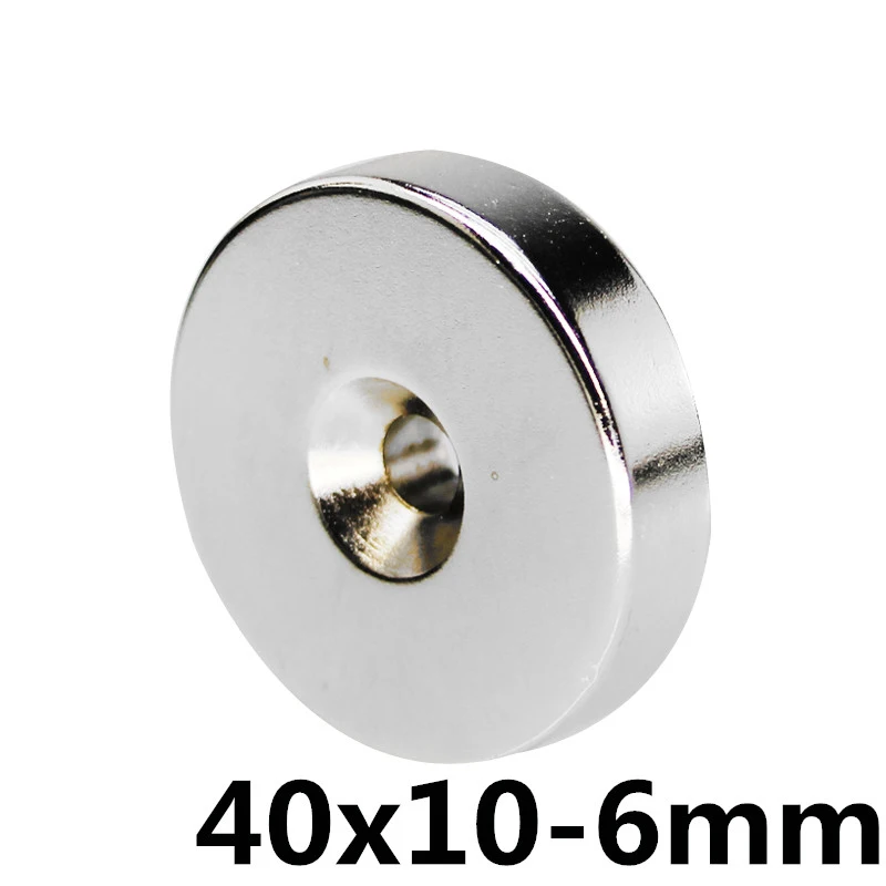 

50/100/150pcs 40x10 Hole 6mm Super Strong Ring Loop Countersunk Magnet Rare Earth Neo Neodymium Magnets Cylinder 40*10-6mm